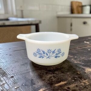Pyr-O-Rey Blue Cornflower Ramekin, Vtg Dynaware Individual Casserole, Bakeware